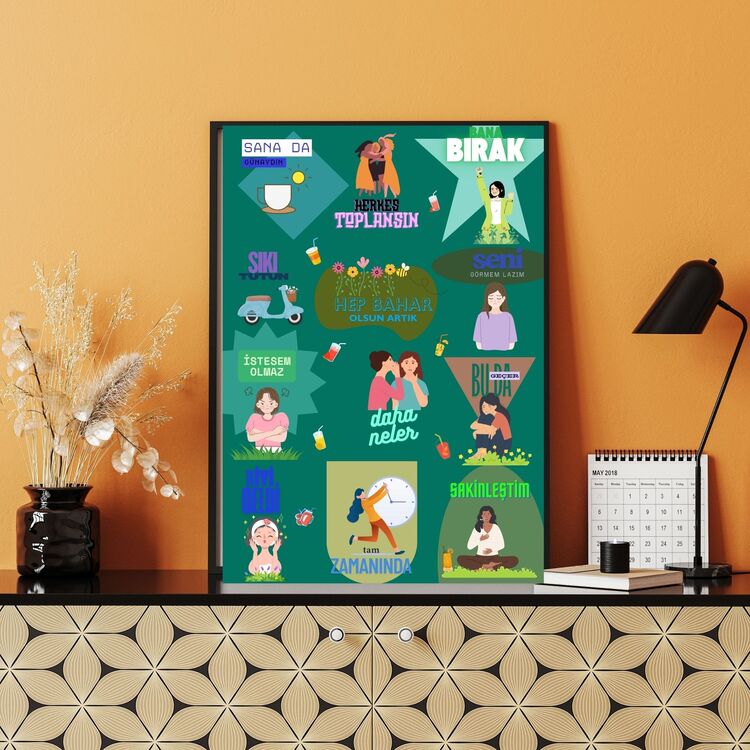 Kadın Hali - Motivasyon Poster Dijital Duvar Kağıdı