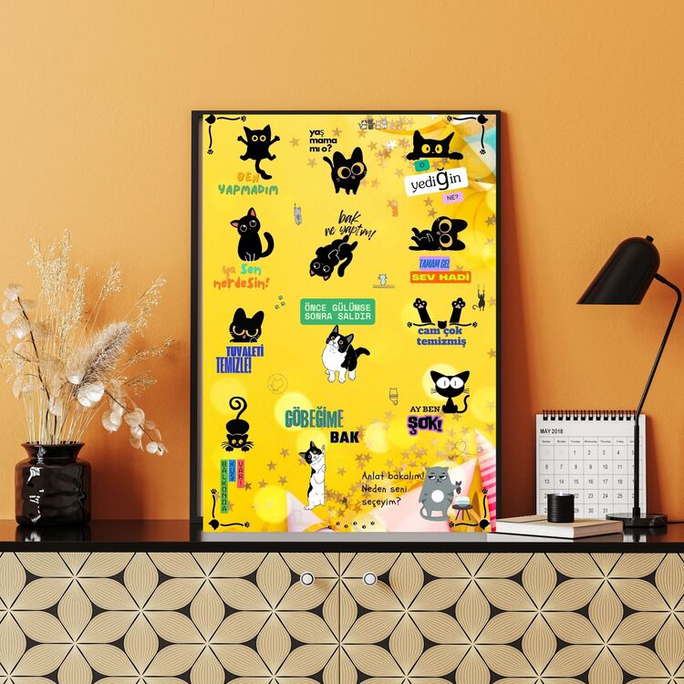 Kedi Dili - Dijital Duvar Posteri