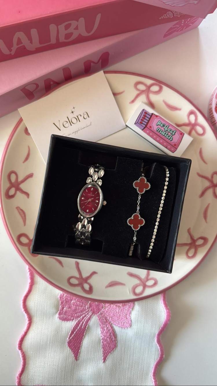 Gümüş bordo coach set