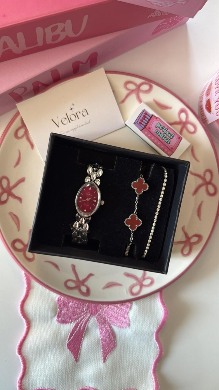 Gümüş bordo coach set
