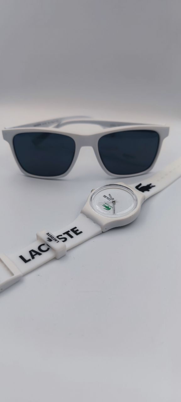 2'li Üründür 
1 Adet Beyaz Lacoste Saat
1 Adet Beyaz Lacoste Gözlük