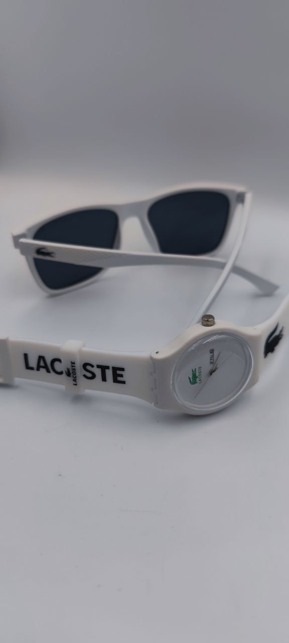 2'li Üründür 
1 Adet Beyaz Lacoste Saat
1 Adet Beyaz Lacoste Gözlük