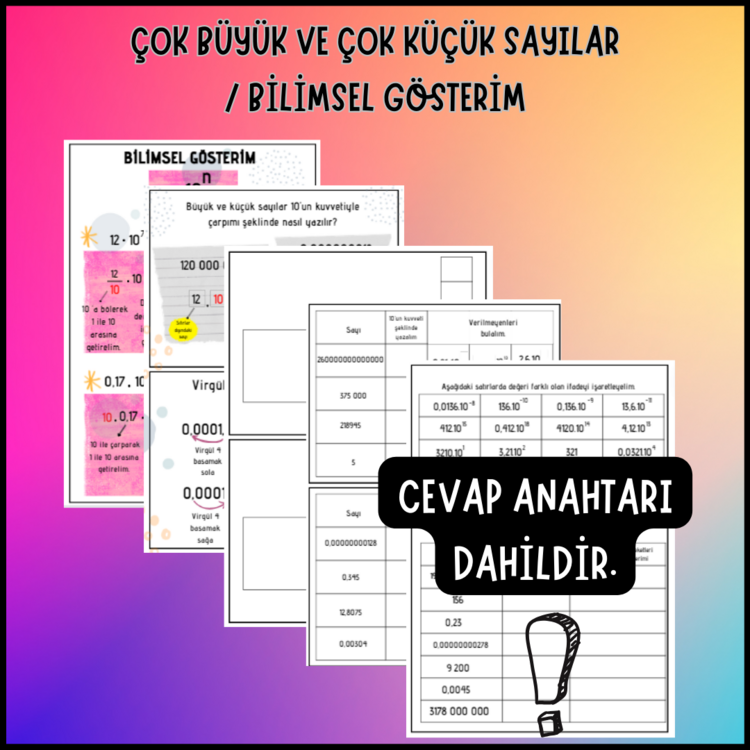 ÇOK BÜYÜK VE ÇOK KÜÇÜK SAYILAR/BİLİMSEL GÖSTERİM