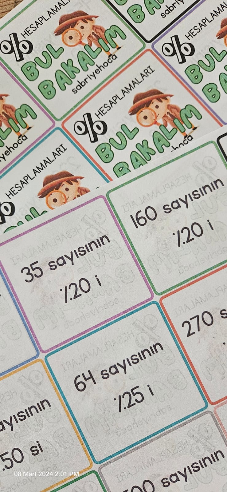 YÜZDE HESAPLAMALARI BUL BAKALIM
