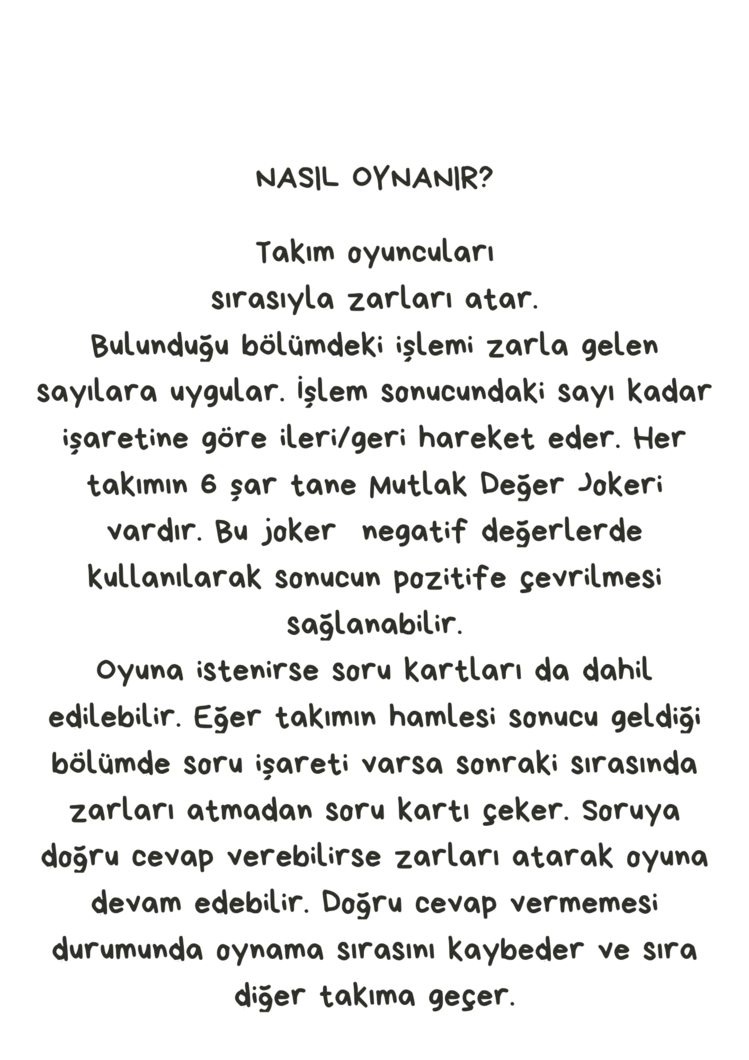 TAM SAYILARLA TOPLAMA ÇIKARMA İŞLEMİ/PARKUR OYUNU