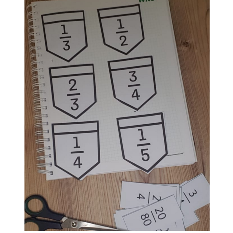 Denk Kesir Cepleri- Kes Yapıştır Defter Etkinliği