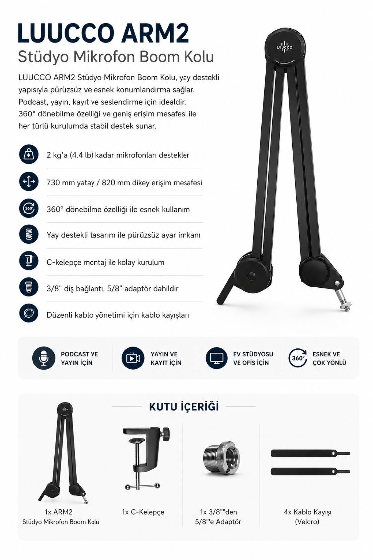 LUUCCO ARM2 MİKROFON KOLU