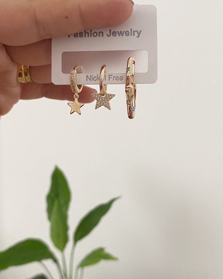 3lü Yıldız küpe 3