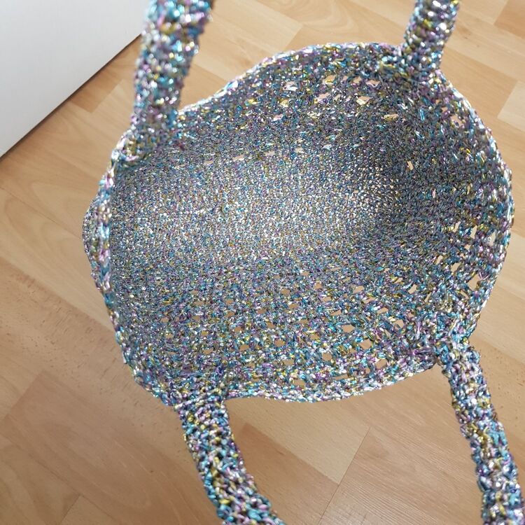 renkli metalik ip çanta