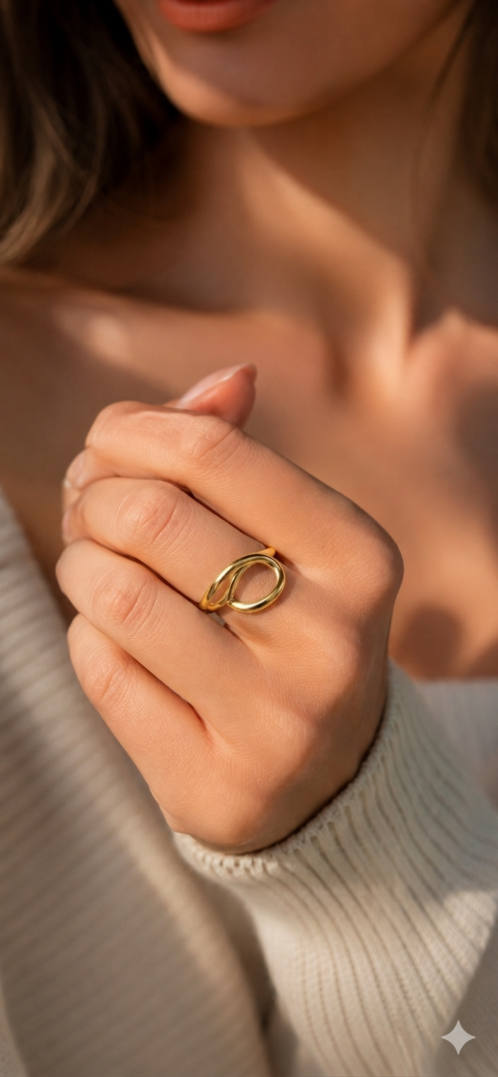 MİNİMAL TARZ YÜZÜK AYARLANABİLİR GOLD RENK