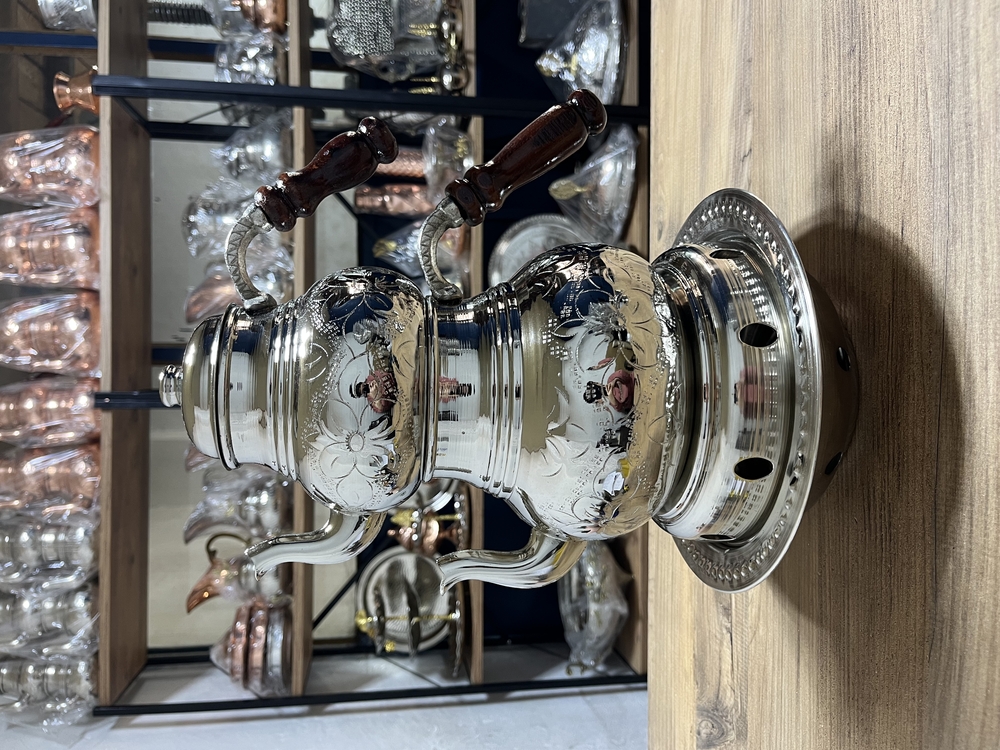 Gümüş Rengi Nakışlı Bakır Balkon Sefası