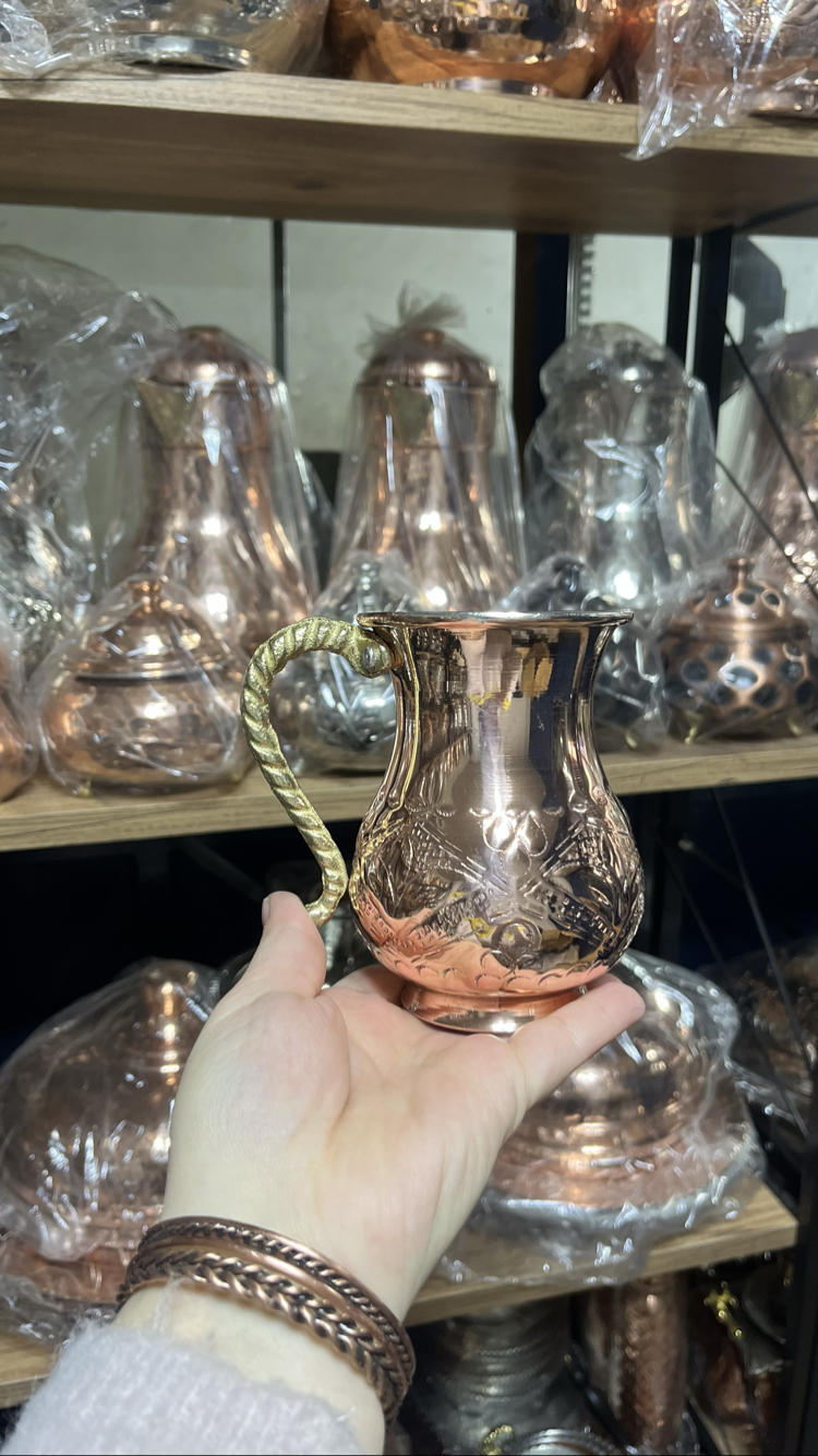 Kabartma Nakışlı Bakır Bardak