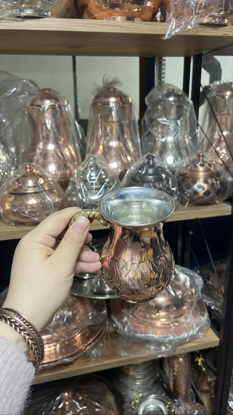Lale Desenli Bakır Bardak 