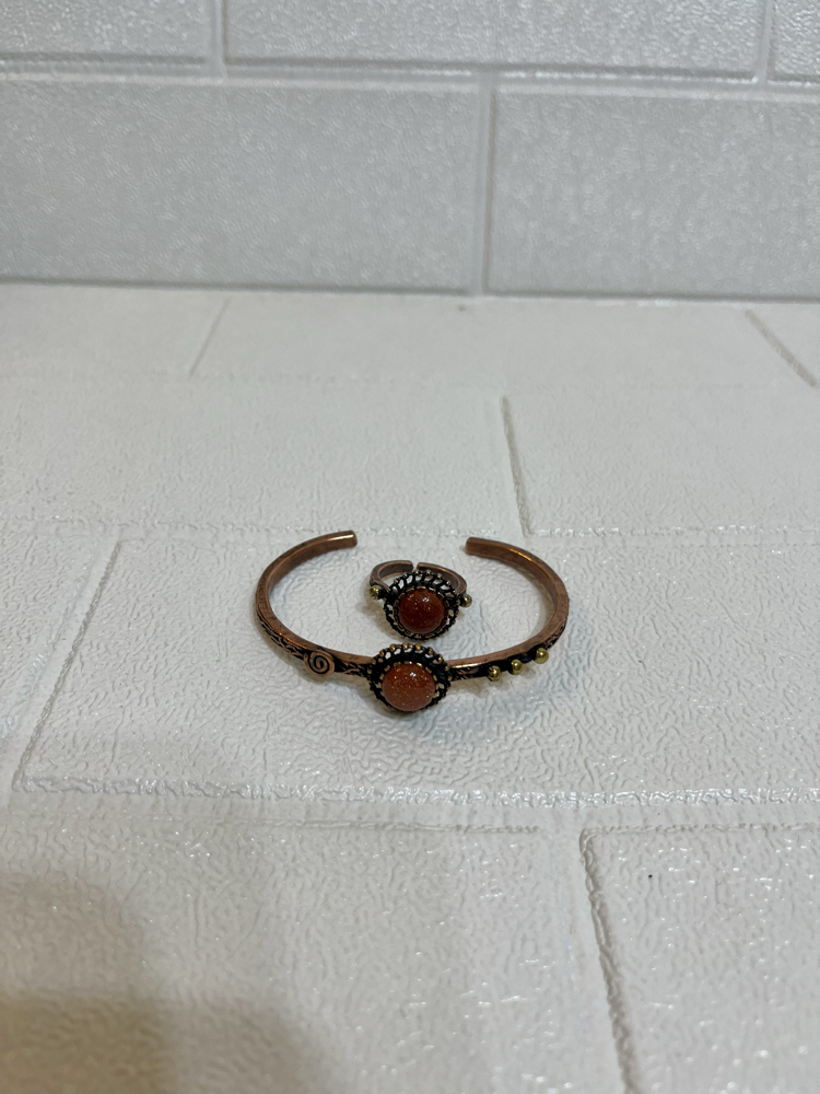 Yıldız Taşı Doğal Taşlı Bakır Bileklik ve Yüzük
