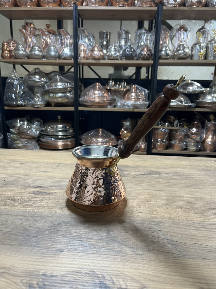 Kabartma Nakışlı Bakır Cezve No:3
