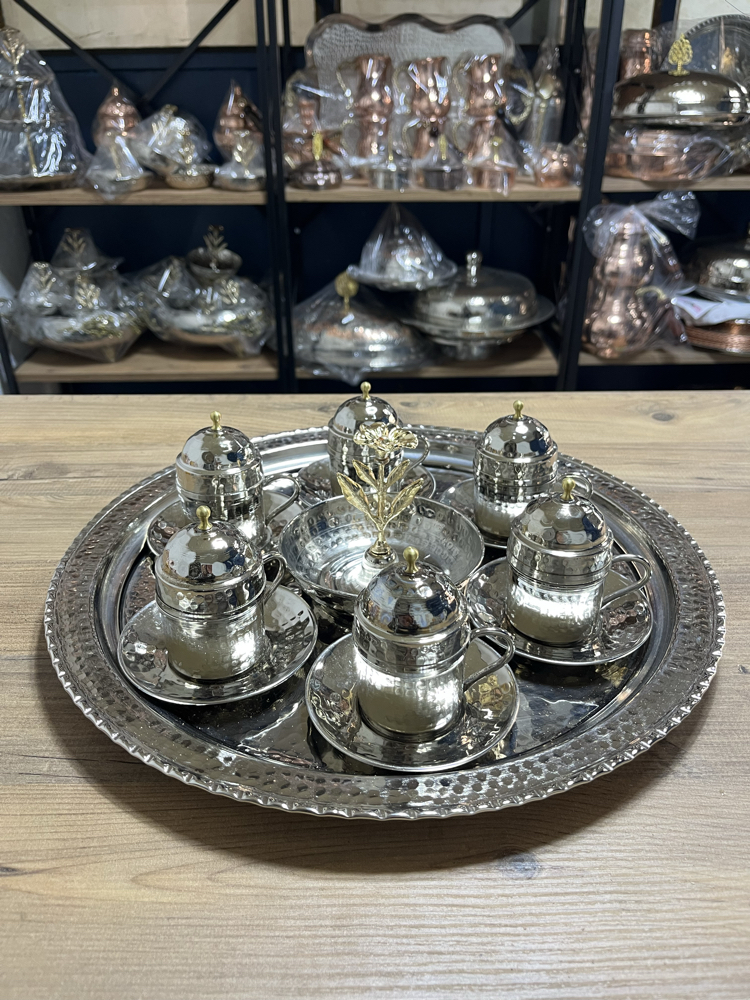 Dövme Bakır Fincan Takımı