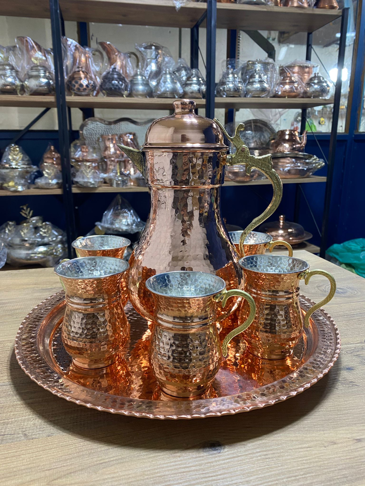 Dövme Bakır Sürahi Takımı