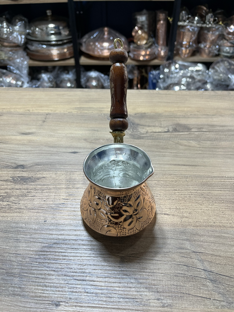 Kabartma Nakışlı Bakır Cezve No:1