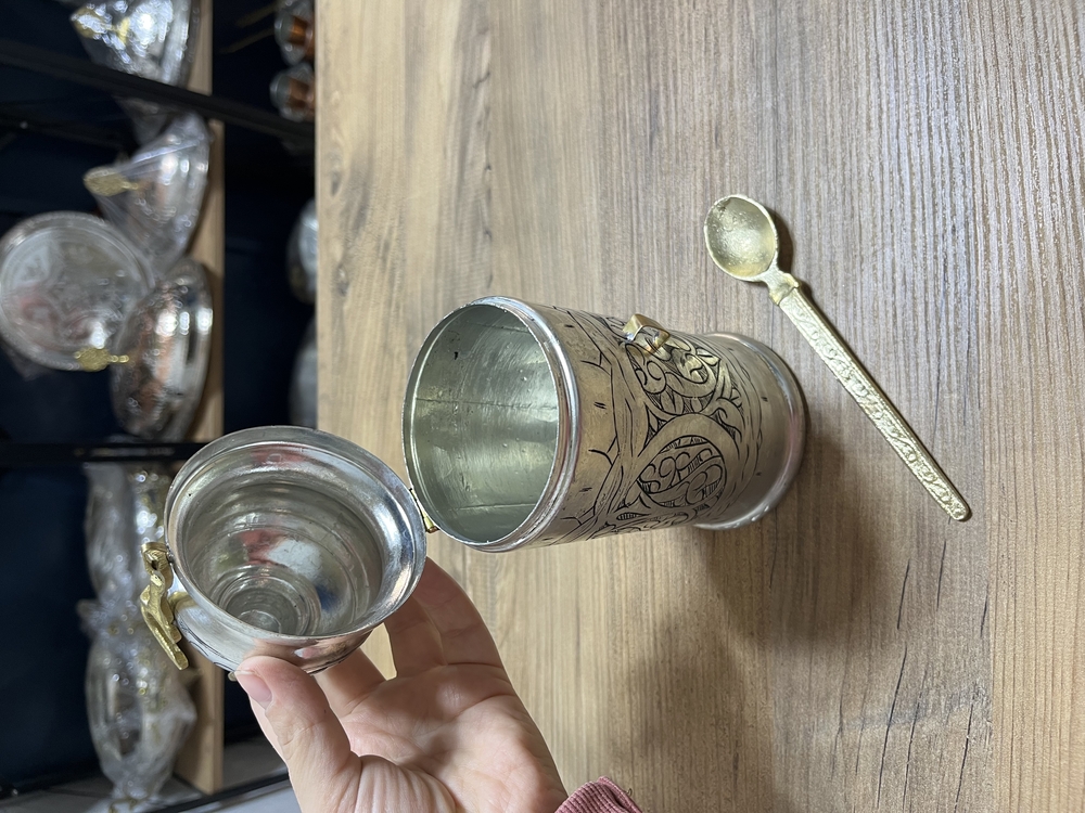 Oyma Nakışlı Bakır Kahve Kutusu