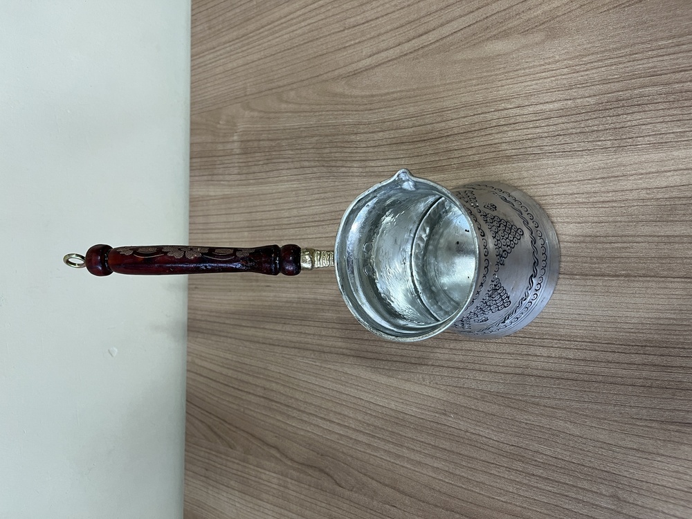 Kalaylı Eskitme Üzüm Desenli Bakır Cezve 