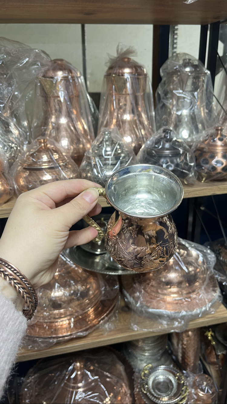 Kabartma Nakışlı Bakır Bardak