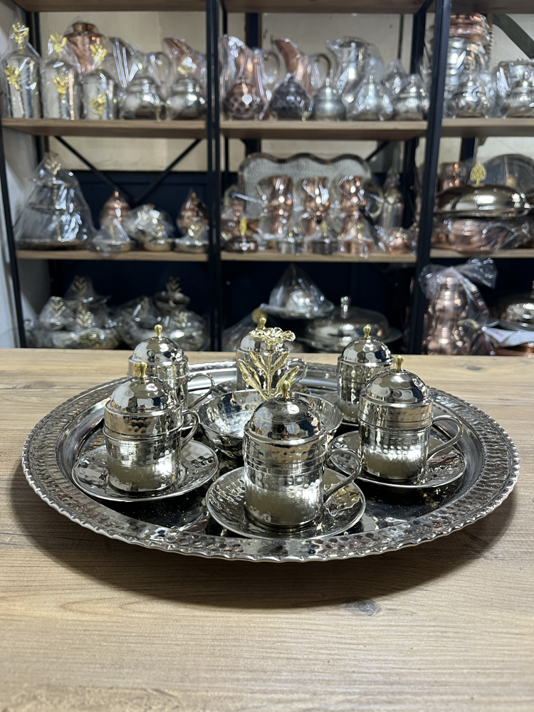 Dövme Bakır Fincan Takımı