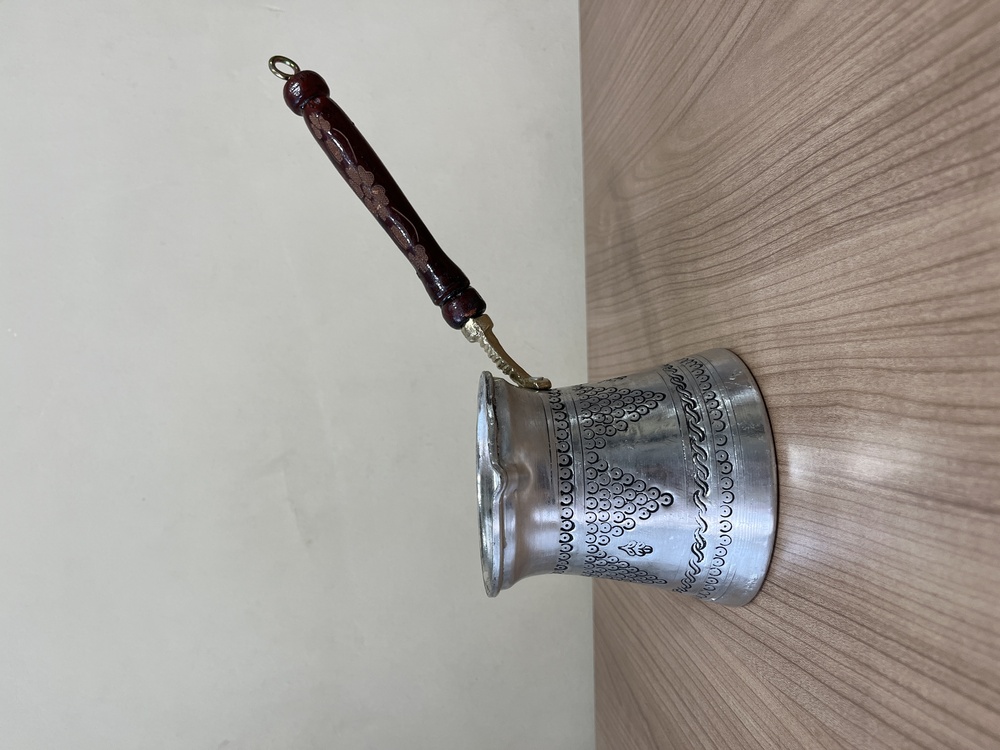 Kalaylı Eskitme Üzüm Desenli Bakır Cezve 
