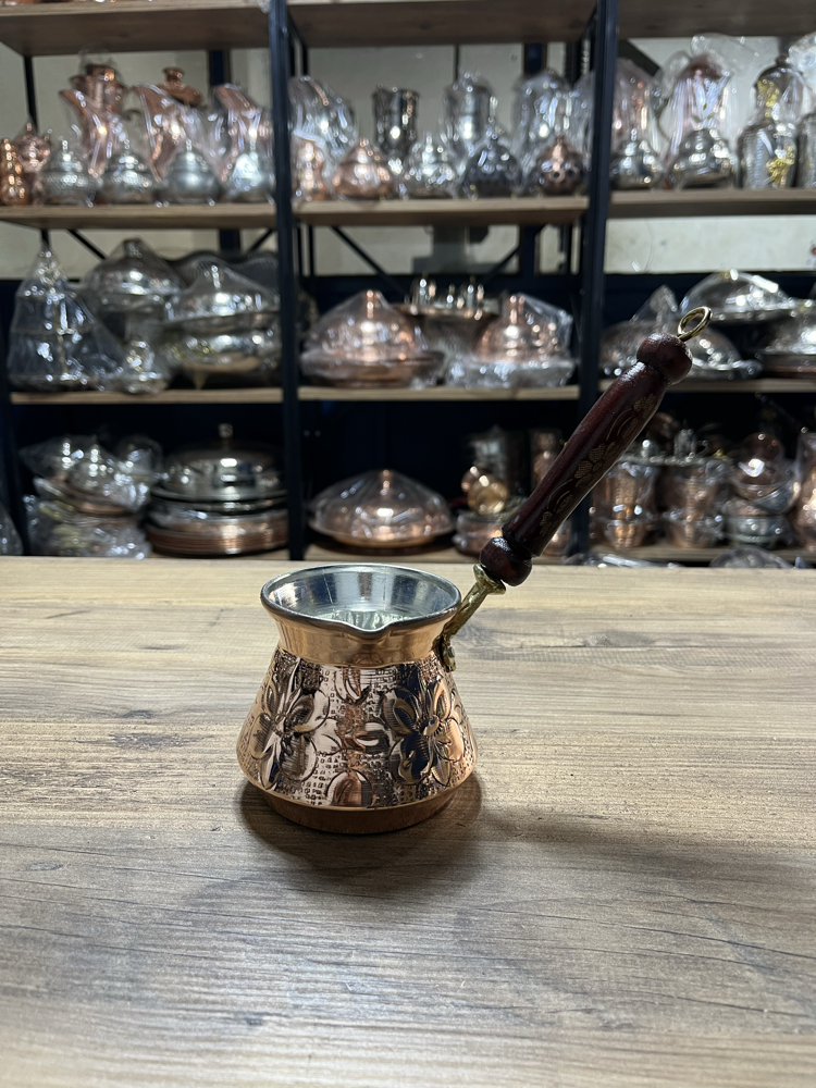 Kabartma Nakışlı Bakır Cezve No:2 