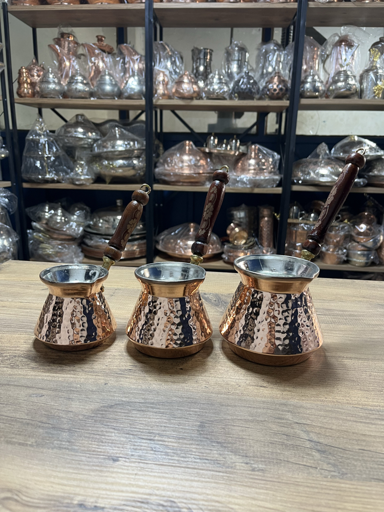 Dövme Bakır Cezve Seti