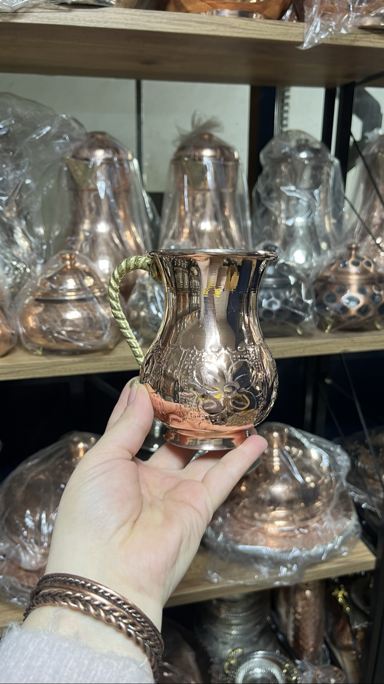 Keskili Çiçek Desenli Bakır Bardak