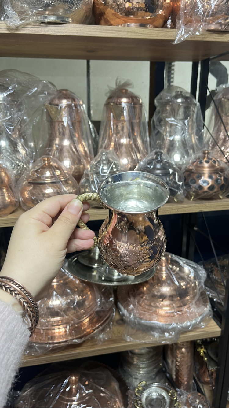 Çiçek Desenli Bakır Bardak 