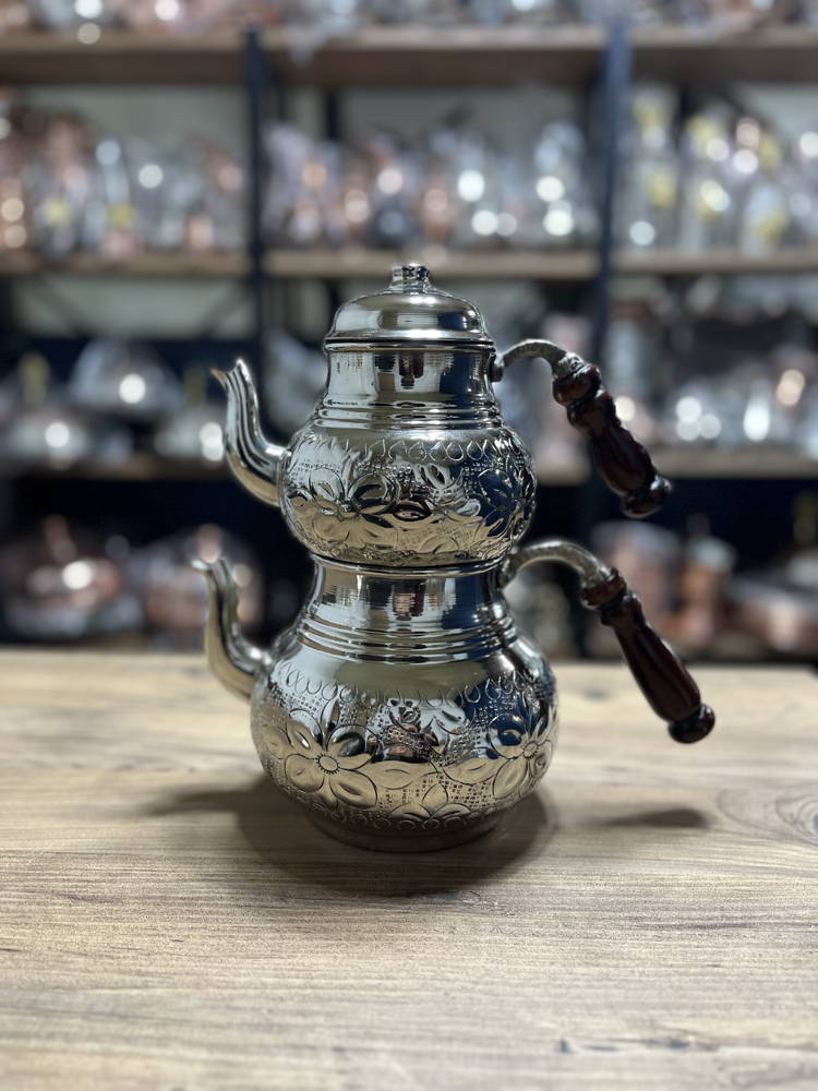 Gümüş Rengi Bakır Çaydanlık No:3