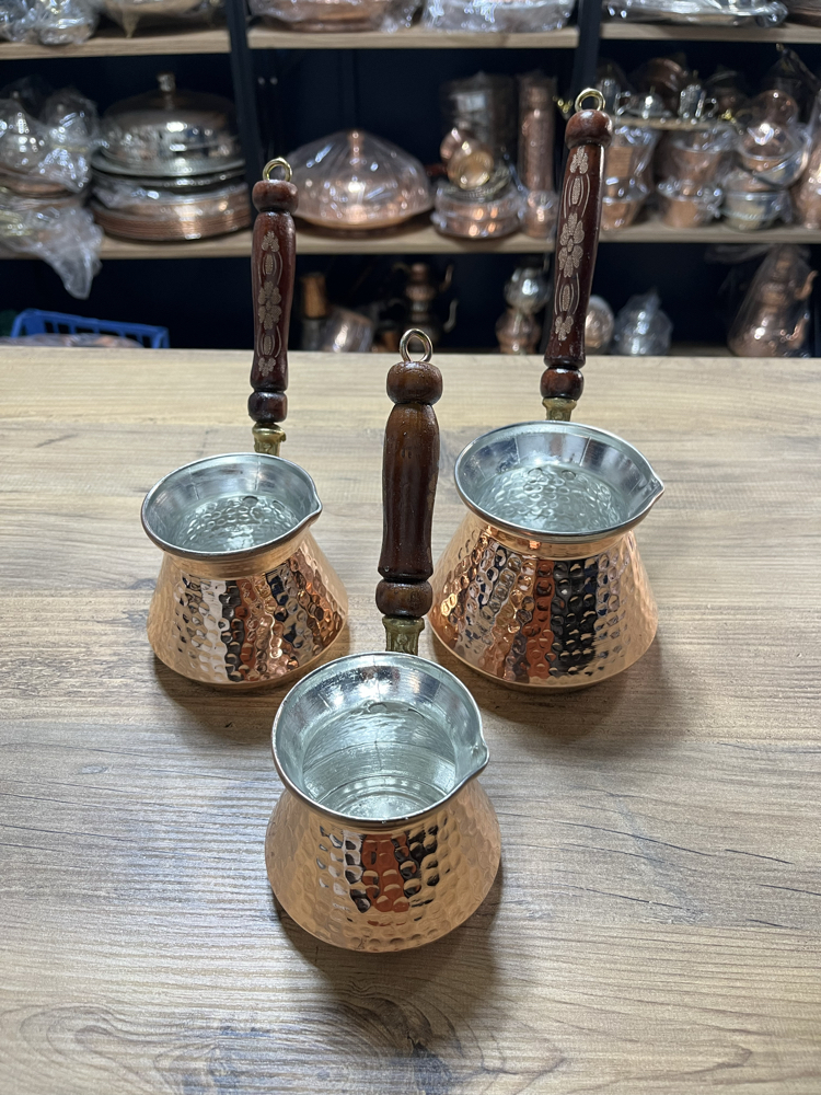 Dövme Bakır Cezve Seti