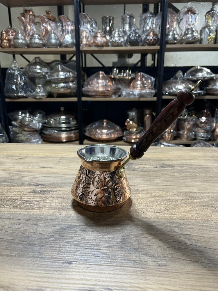 Kabartma Nakışlı Bakır Cezve No:2 