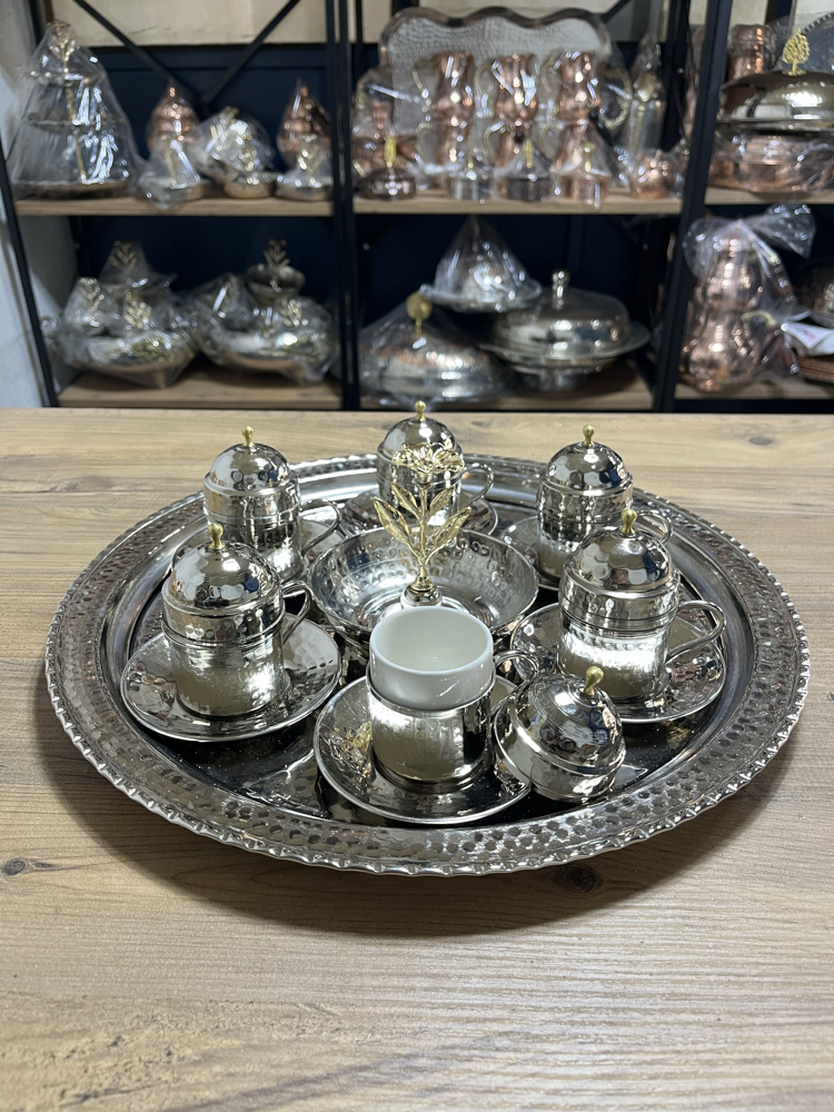 Dövme Bakır Fincan Takımı