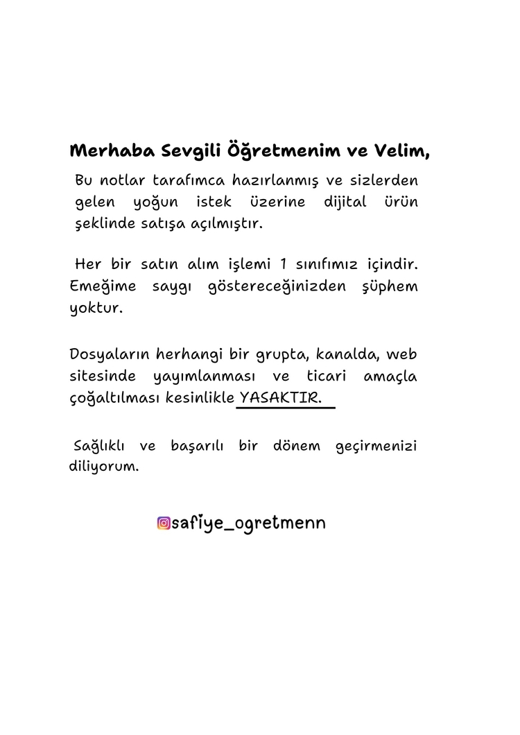 3. SINIF DEFTER NOTLARI