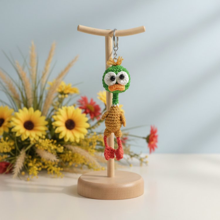 amigurumi şaşkın ördek anahtarlık