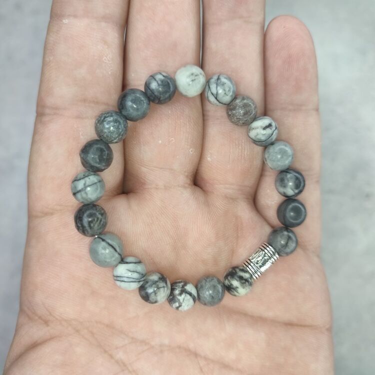 Gri Jasper Doğal Taş Bileklik