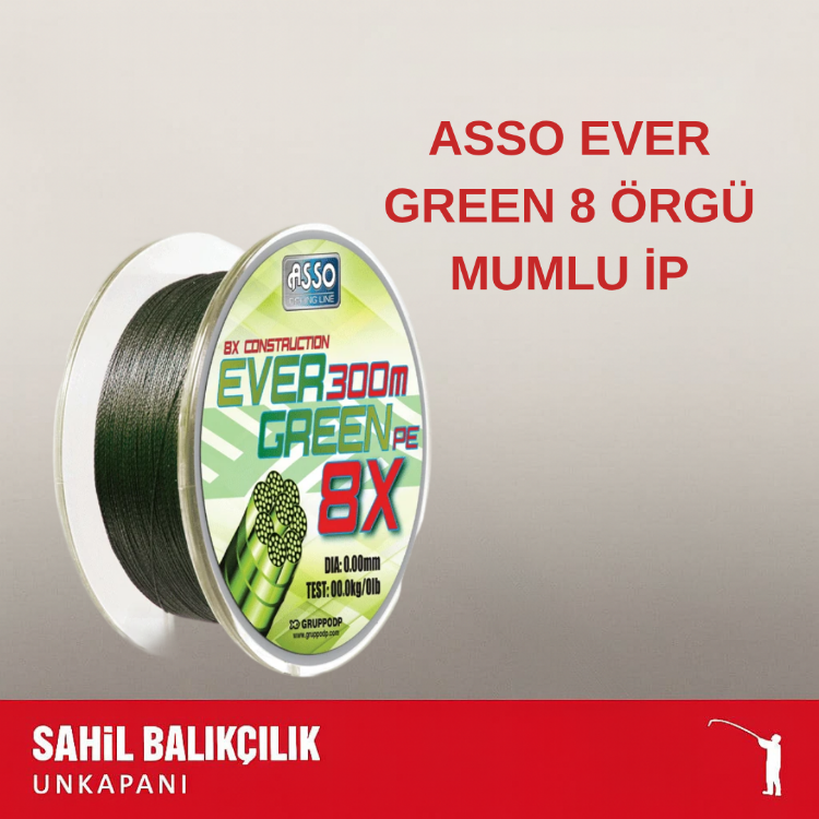 ASSO EVER GREEN 8 ÖRGÜ MUMLU İP MİSİNA 130 MT / 300 MT