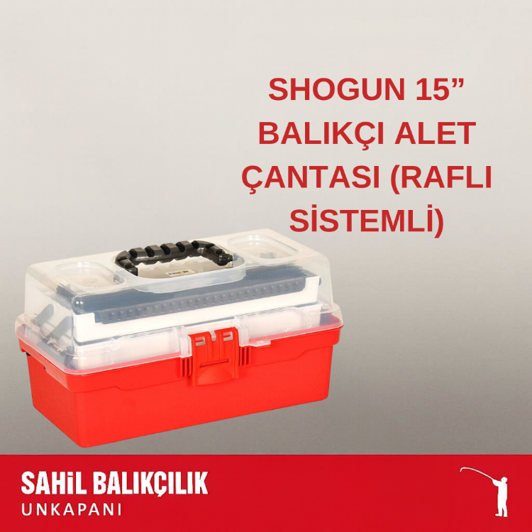 SHOGUN 15” BALIKÇI ALET ÇANTASI (RAFLI SİSTEMLİ)