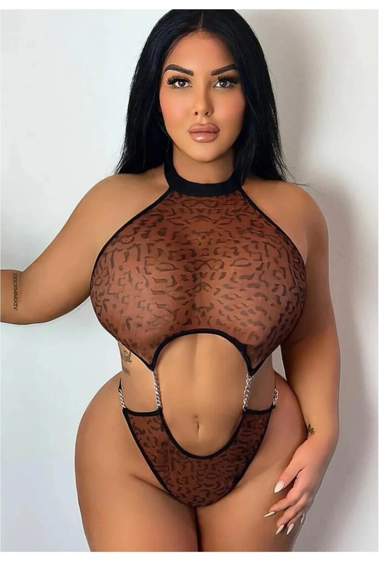 Leopar Desenli Büyük Beden Babydoll