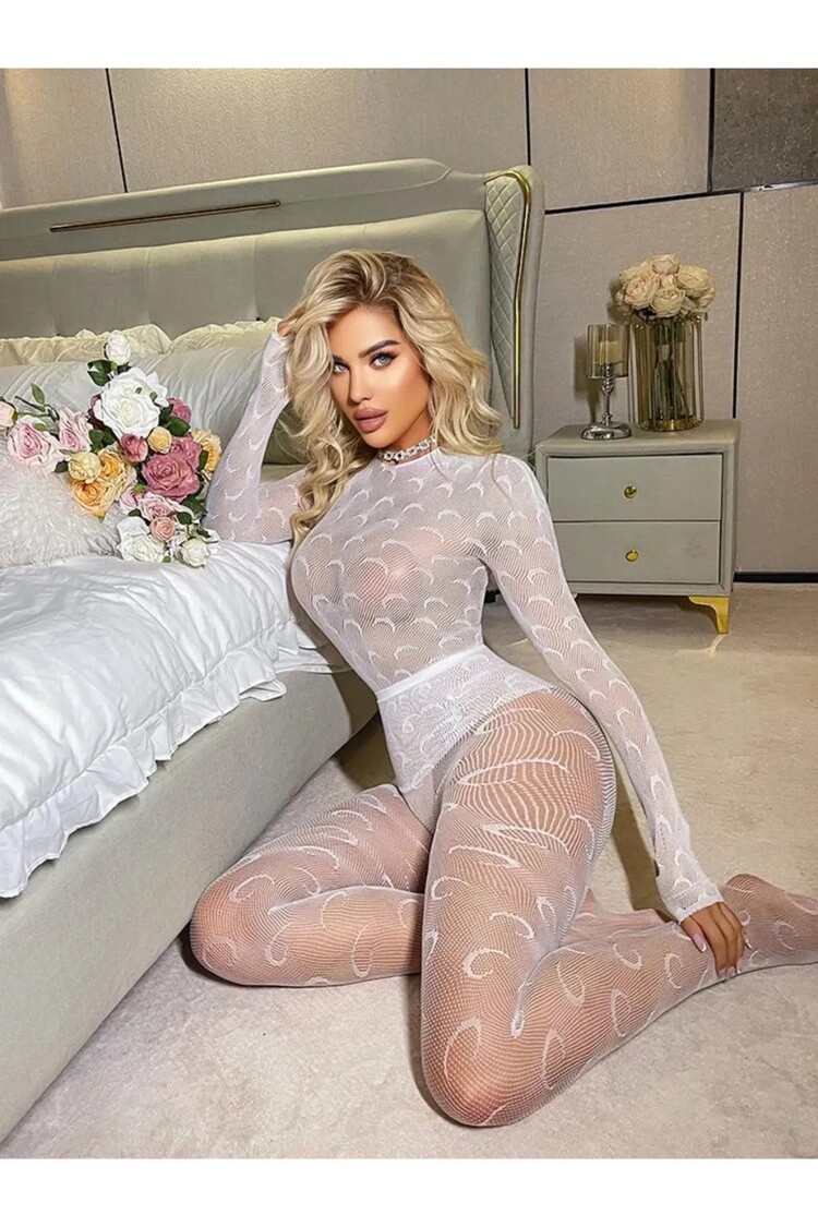 Kadın Seksi Fileli Fantezi Büyük Bedenlere Uygun Ultra Esnek Vücut Çorabı..