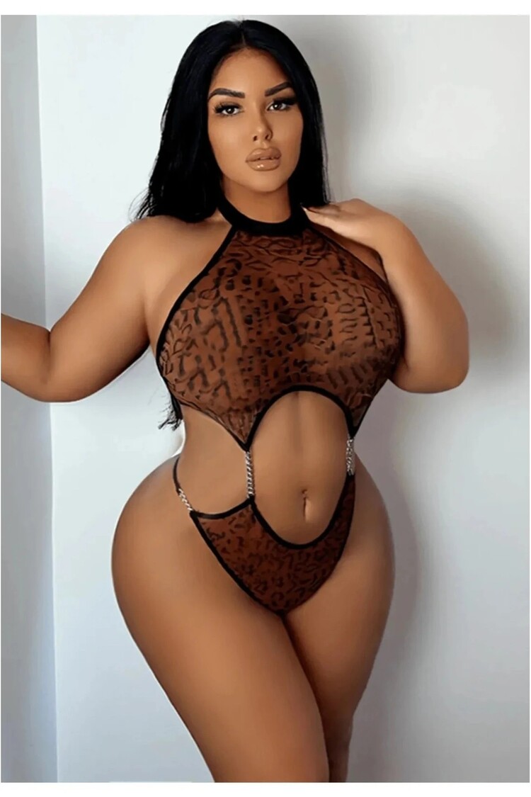 Leopar Desenli Büyük Beden Babydoll