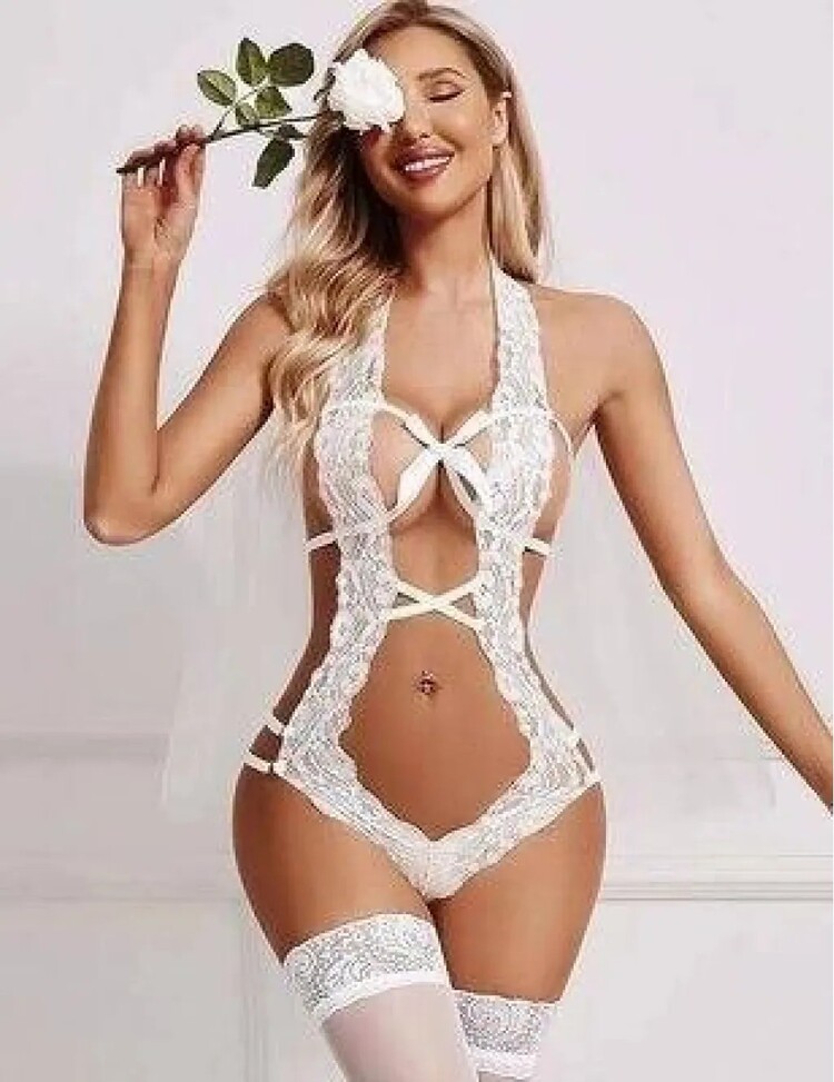 Dantelli Derin Dekolteli Seksi Body V2906