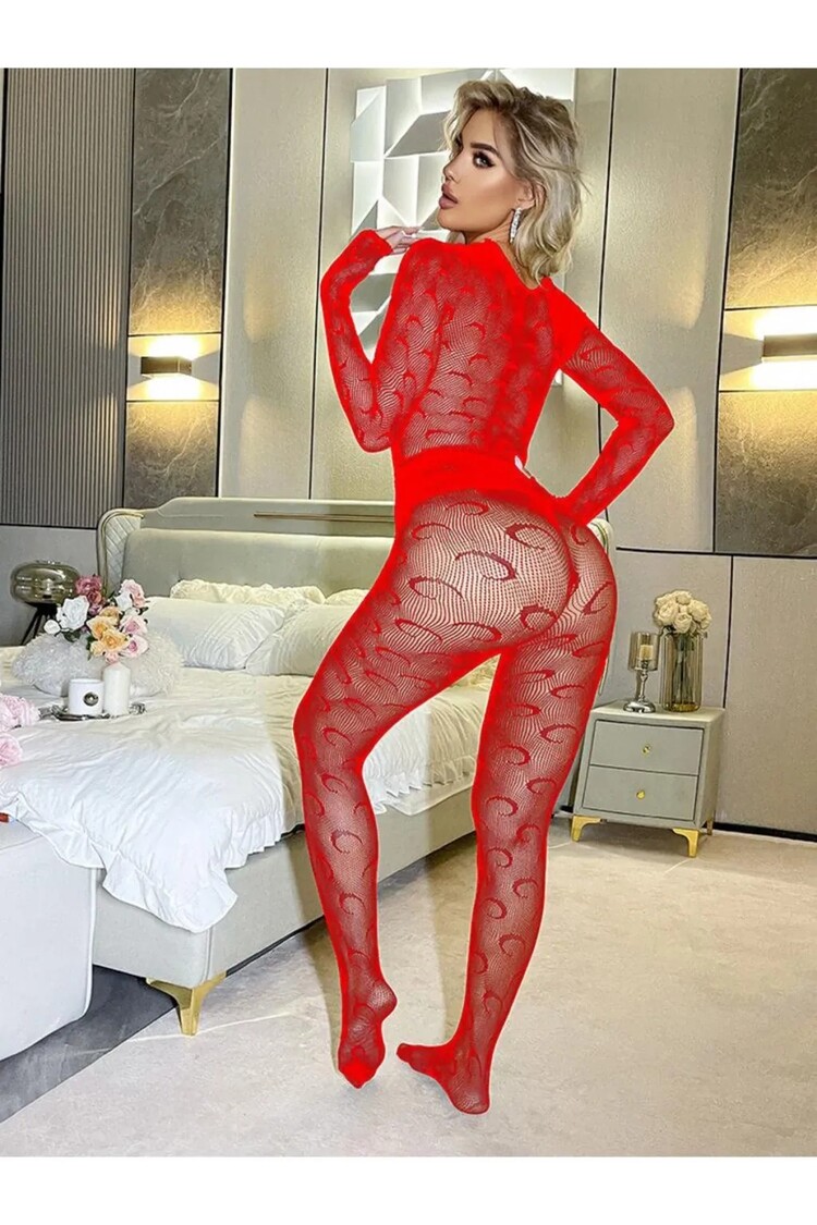 Kadın Seksi Özel Bölgesi Açık Fileli Fantezi Büyük Bedenlere Uygun Ultra Esnek Vücut Çorabı..