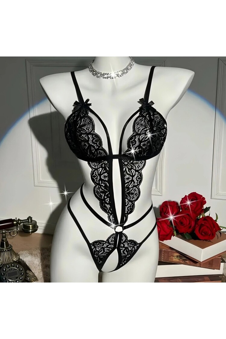 Kadın Siyah Dantel Babydoll