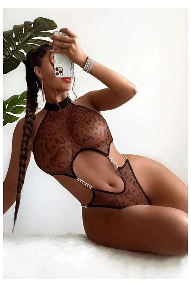 Leopar Desenli Büyük Beden Babydoll
