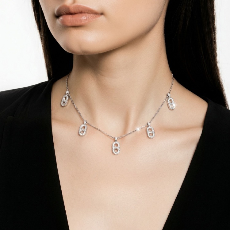 Zirkon Taşlı Silver Şans Kolyesi | Paslanmaz Çelik Şık Kadın Kolyesi