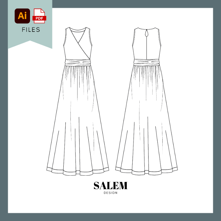 Womens Dresses - 6 Pieces FLAT SKETCHES