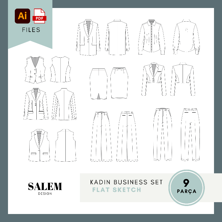 Kadın Business Set - Flat Sketches